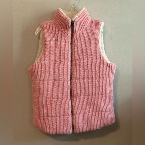 Hannah Anderson Kids Youth Girl’s S 6/7 Reversible Sherpa Sweater Vest Pink EUC - Picture 1 of 5